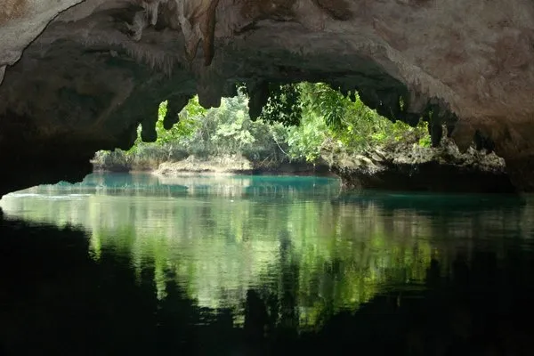 Limestone caves and green lagoon at Sohoton, Surigao del Norte